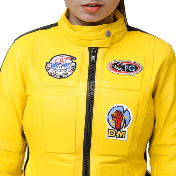 Women Yellow Biker Leather Jacket