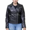 Womens Black Biker Leather Jacket