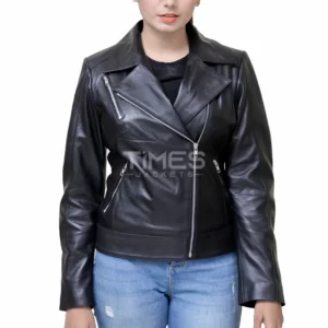 Womens Black Biker Leather Jacket