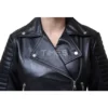 Womens Black Motorcycle Jacket Padded Sleeves