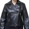 Womens Black Motorcycle Jacket Padded Sleeves