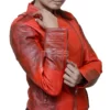 Red Distressed Leather Jacket