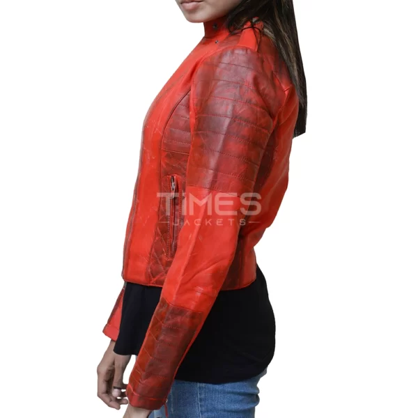 Red Distressed Leather Jacket