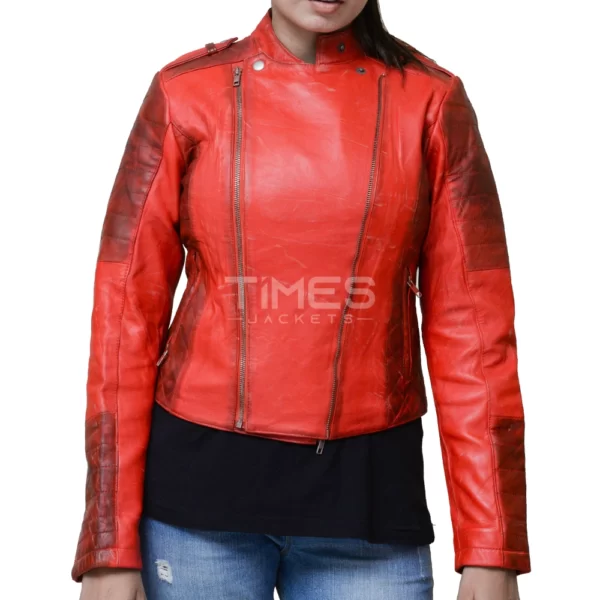 Red Distressed Leather Jacket