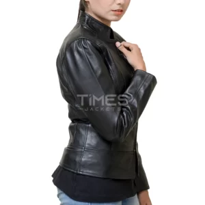 Womens Cafe Racer Black Leather Jacket