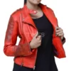 Red Distressed Leather Jacket