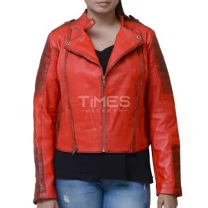 Red Distressed Leather Jacket