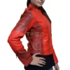 Red Distressed Leather Jacket