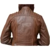 Womens Brown Leather Jacket with Removable Hood