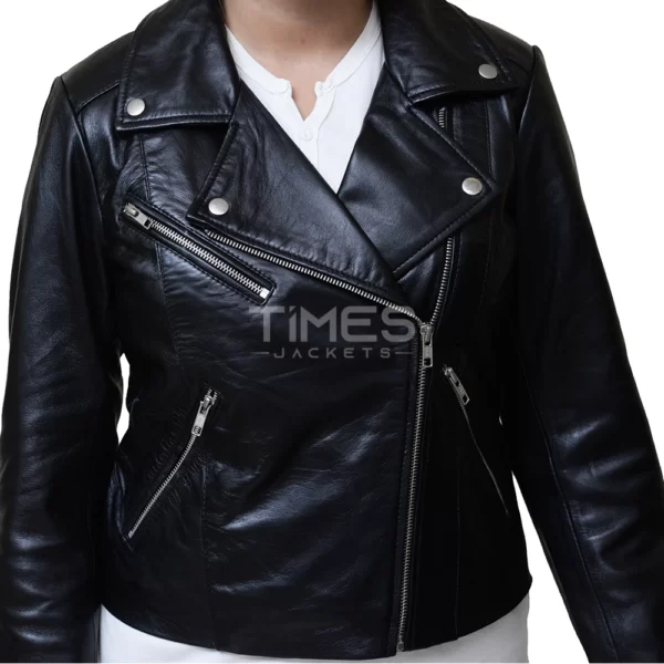 Black Slim Fit Biker Leather Jacket