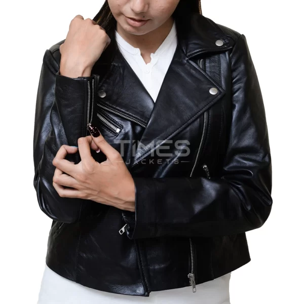 Black Slim Fit Biker Leather Jacket