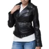 Black Asymmetrical Motorcycle Leather Jacket Women