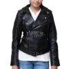 Black Asymmetrical Motorcycle Leather Jacket Women