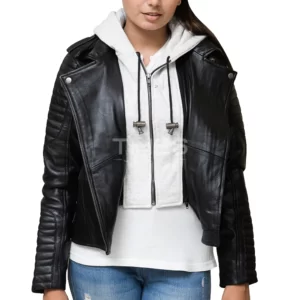 Moto Style Quilted Leather Jacket