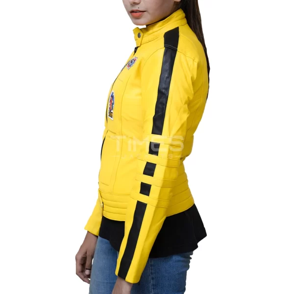 Women Yellow Biker Leather Jacket