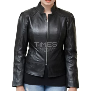 Womens Cafe Racer Black Leather Jacket