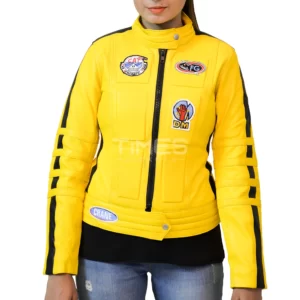 Women Yellow Biker Leather Jacket