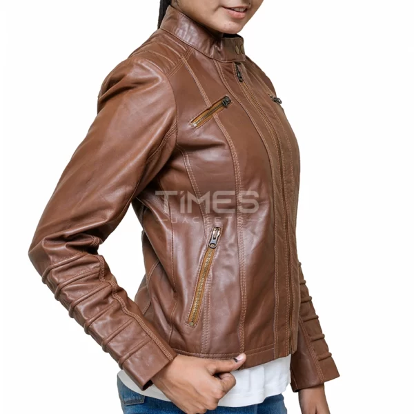 Brown Pocket Leather Jacket