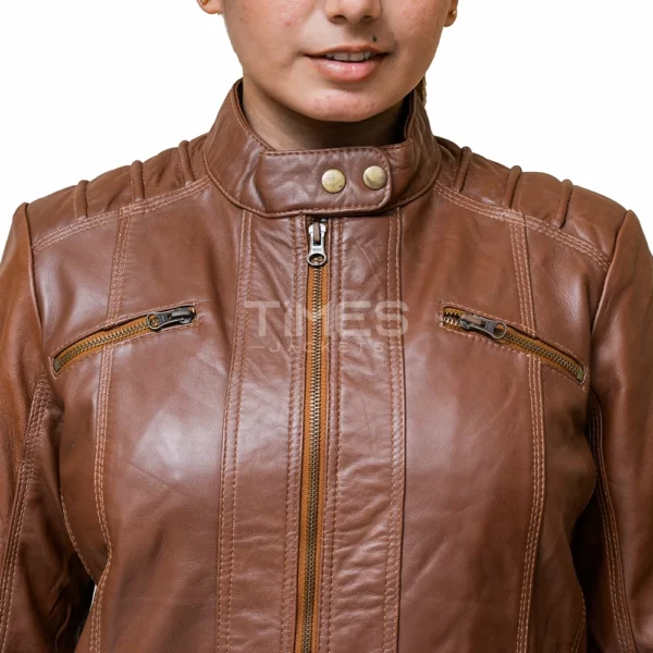 Brown Pocket Leather Jacket