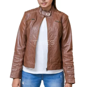 Brown Pocket Leather Jacket