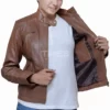 Brown Pocket Leather Jacket