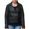 Womens Asymmetrical Black Leather Moto Jacket