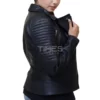 Womens Asymmetrical Black Leather Moto Jacket