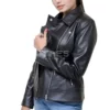 Womens Black Biker Leather Jacket