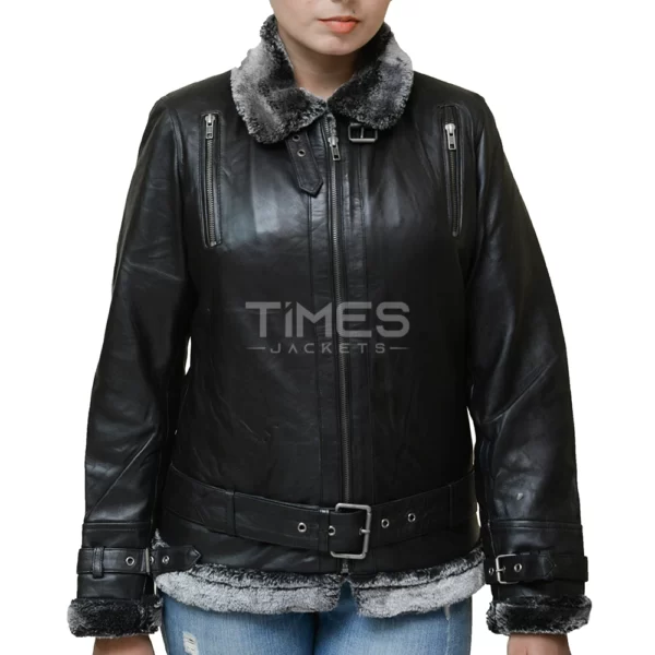 Black Shearling Leather Jacket