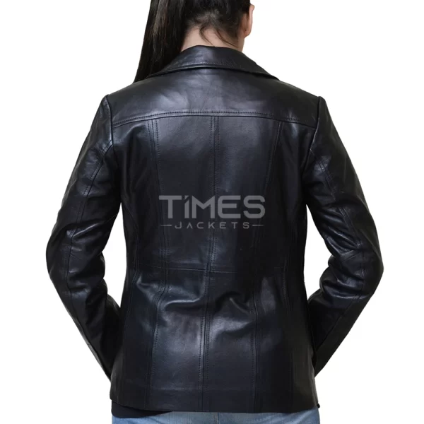 Women's Black Leather Blazer