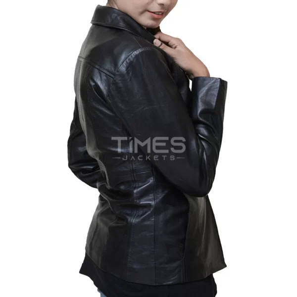 Women's Black Leather Blazer