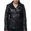 Women's Black Leather Blazer