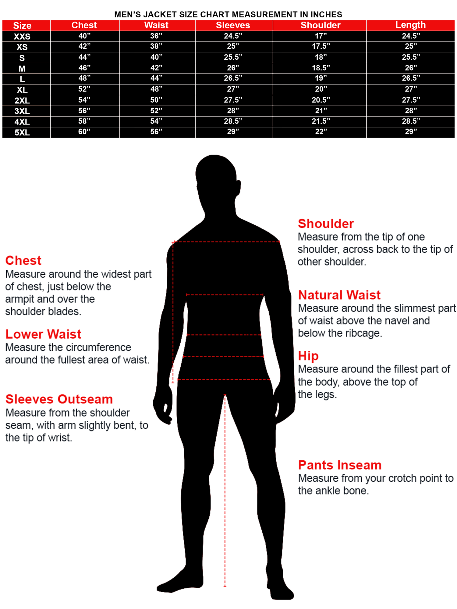 tj men size guide+size chart