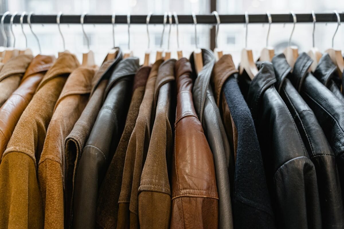 brown distressed leather bomber jacket