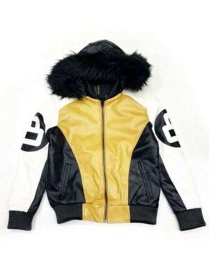 8 Ball Khaki and White Hooded Jacket