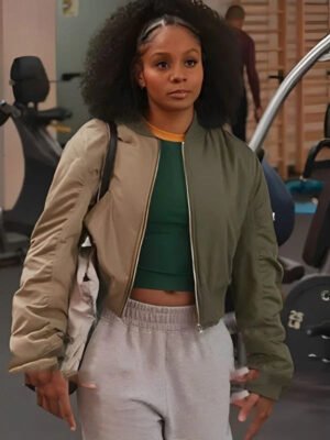 All American Homecoming Geffri Maya Green Bomber Jacket