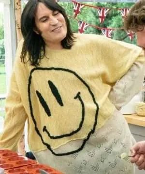 Noel Fielding Yellow Smiling Face Oversize Sweater