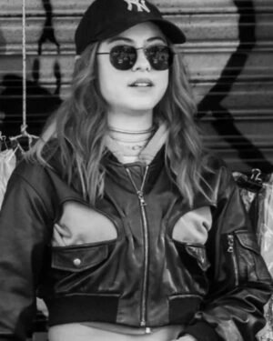 Rachel Leighton Captain America Brave World Crop Leather Jacket