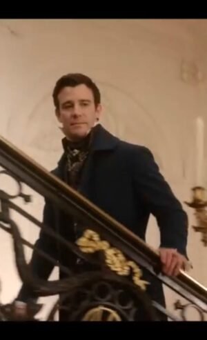 Bridgerton S04 Luke Thompson Black Wool Coat