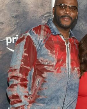 E! News Tyler Perry Red And Denim Jacket