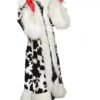 Cruella 2021 Emma Stone Black Dot White Shearling Coat