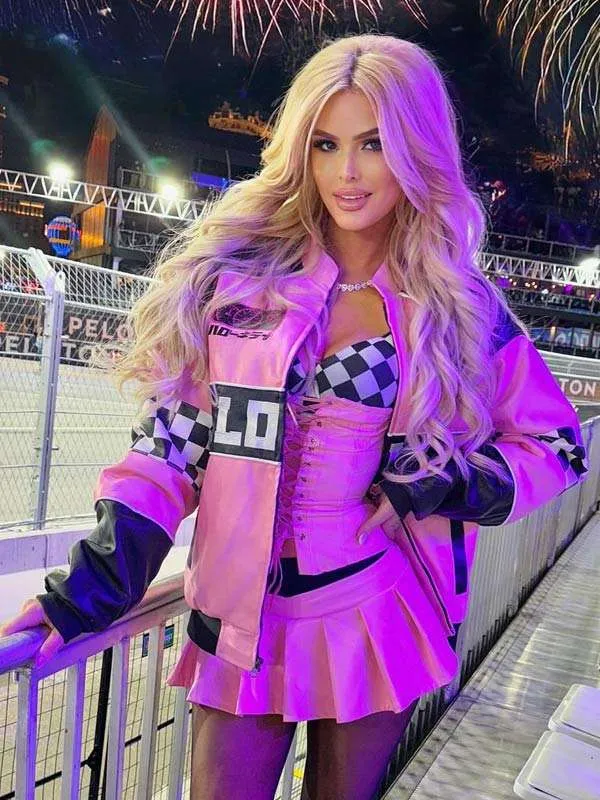 F1-Las-Vegas-Kina-Tavarozi-Sanrio-Pink-Leather-Racing-Jacket.webp