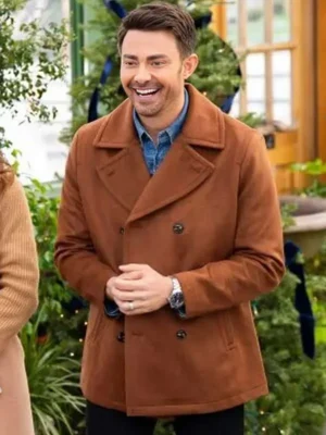 Jonathan Bennett Finding Mr. Christmas Brown Peacoat