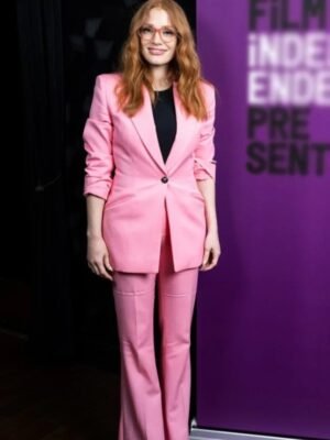 George & Tammy 2023 Jessica Chastain Pink Suit