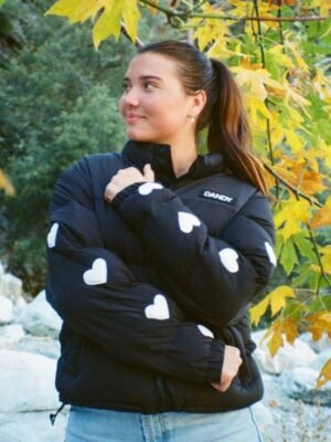 Heart Black Puffer Jacket