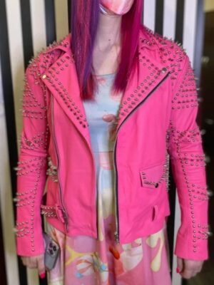 Hello Kitty Motorcycle Pink Leather Jacket