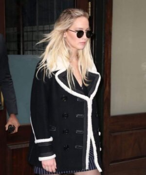 Jennifer Lawrence Black Suede Leather Jacket
