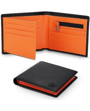 Black Leather Zipper Pocket Wallet