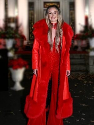 Lainey Wilson Red Faux Fur Leather Coat
