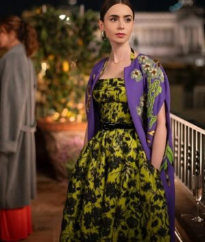 Emily In Paris S04 Lily Collins Purple Cape Coat